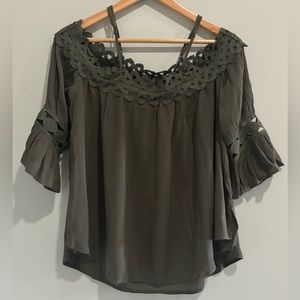 Olive green off the shoulder top